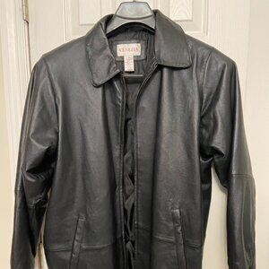 Plus size black leather coat - never worn!